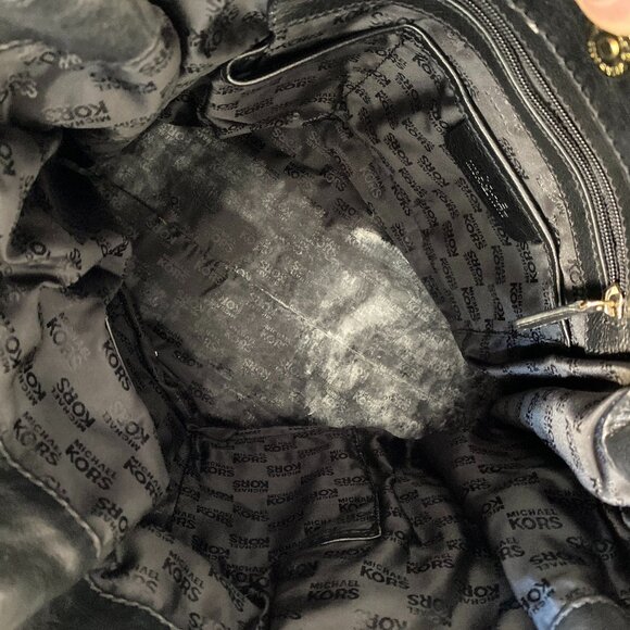 Michael Kors Black Leather Buckle Tote Bag with Gold Hardware - Picture 5 of 10